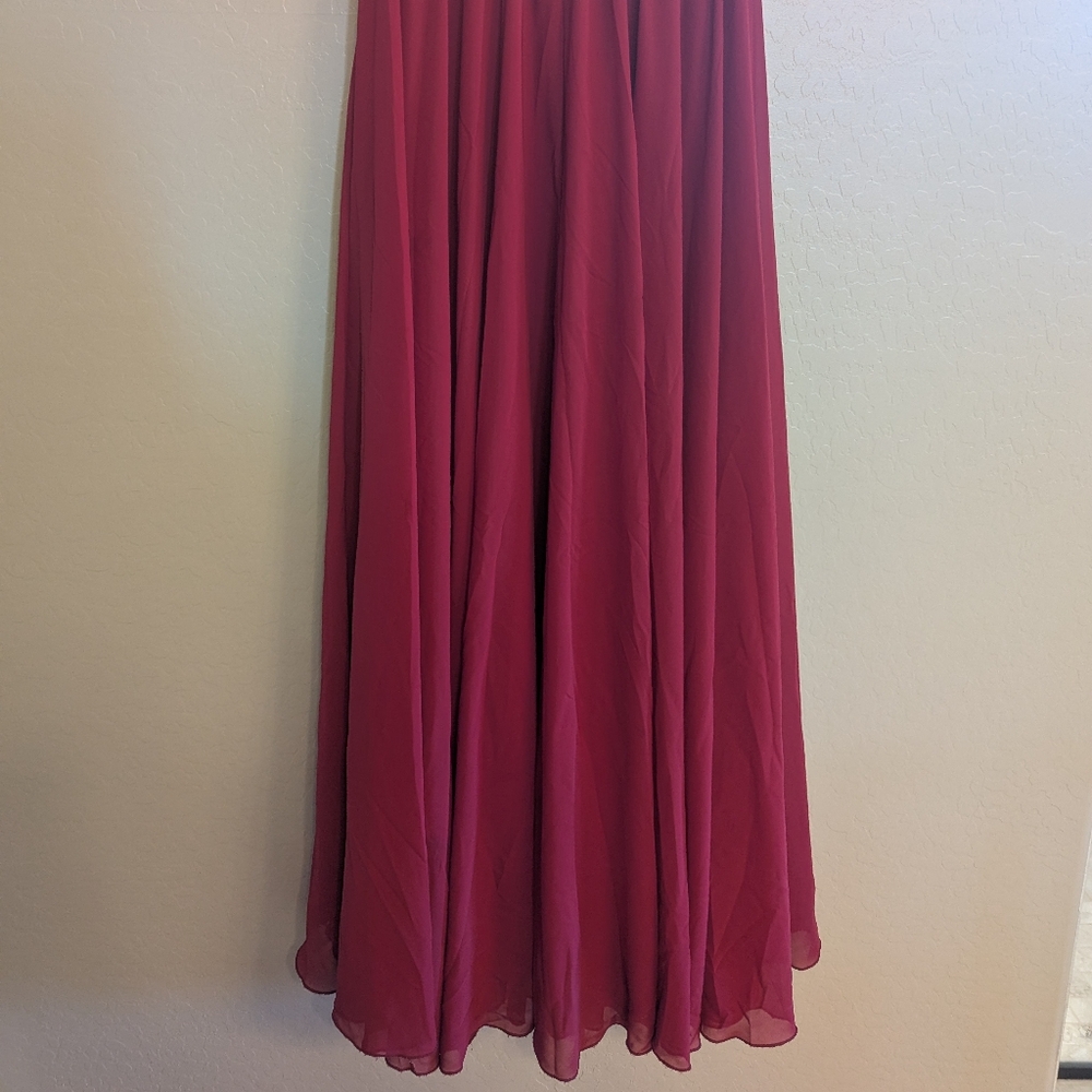Maxi Skirt Elegant Burgundy & Black Formal Medium Double Layers Stretchy Elastic - Picture 2 of 5